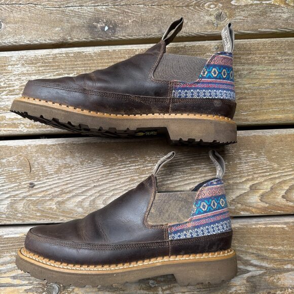 Georgia Boot Brown Leather and Blue Print Romeo Shoe GB00460 in Women's 10M - Picture 7 of 11